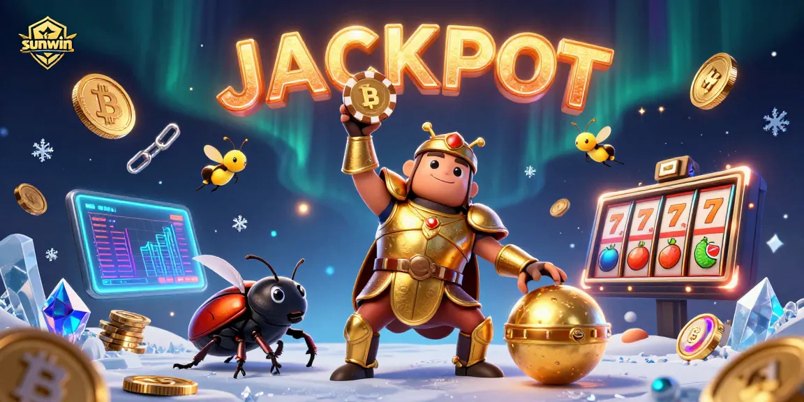 Experience the excitement of sunwin with vibrant insect champions celebrating a jackpot.